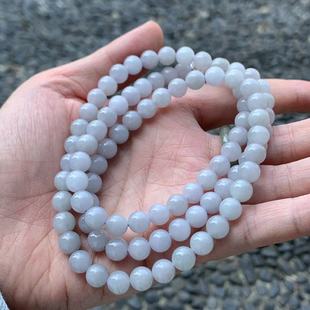 缅甸玉天然A货翡翠项链老种料灰紫底翡翠圆珠项链7.9mm一物一证