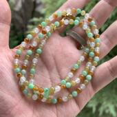 缅甸A货翡翠项链多彩多宝小糖果冰红黄翡果绿色半山半水项链4.7mm