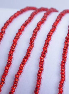 法国进口 2*1.5mm大红色捷克灌银米珠 圆珠玻璃珠法式刺绣材料配