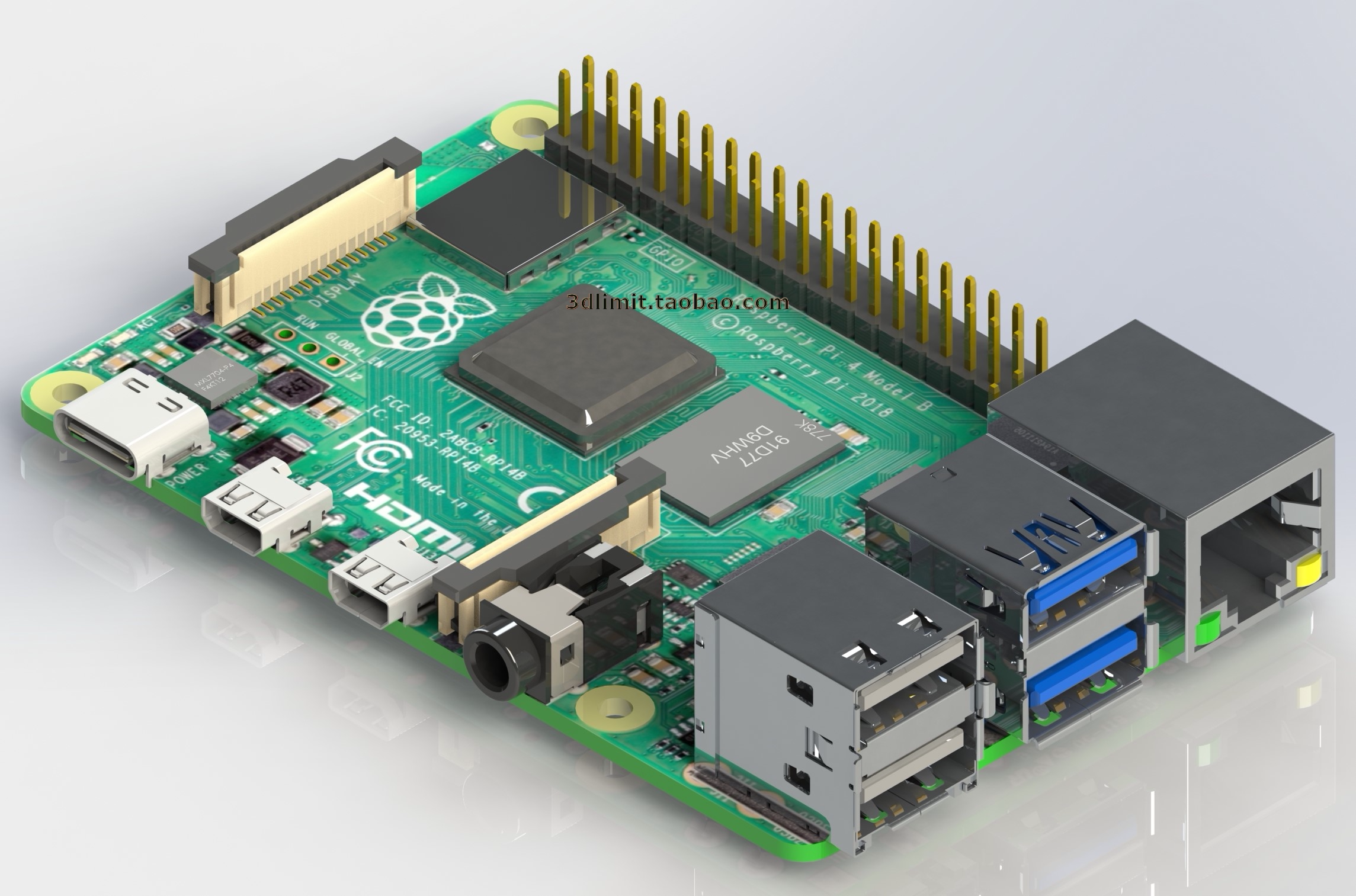 raspberry pi 4 model b电路板模型step适用于所有3d建模软件