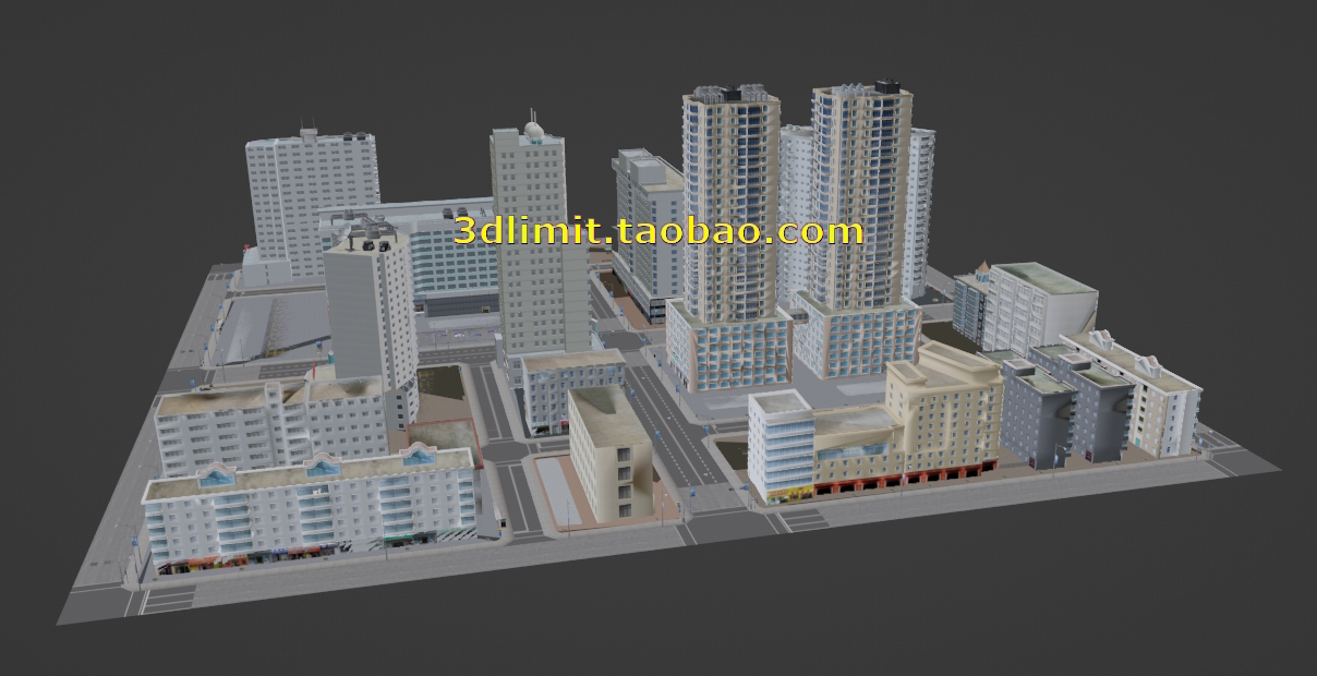 楼房园区小区建筑模型obj带贴图3dmaxc4d犀牛rhino maya sketchup