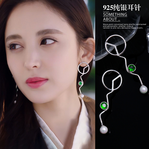 古力娜扎同款耳环2020年新款潮夸张个性气质小众设计耳饰几何绿色