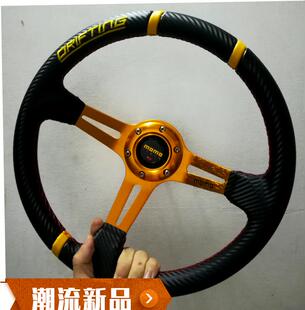 适用于无限方向盘碳纤皮改装竞技赛车 竞技14寸通用纹理飞度方向