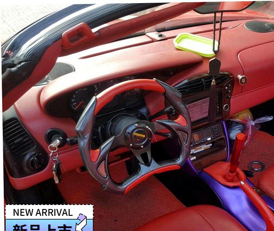 改装赛车竞技刀锋14寸碳纤PVC方向盘半圆bdszj改装跑车5117通用