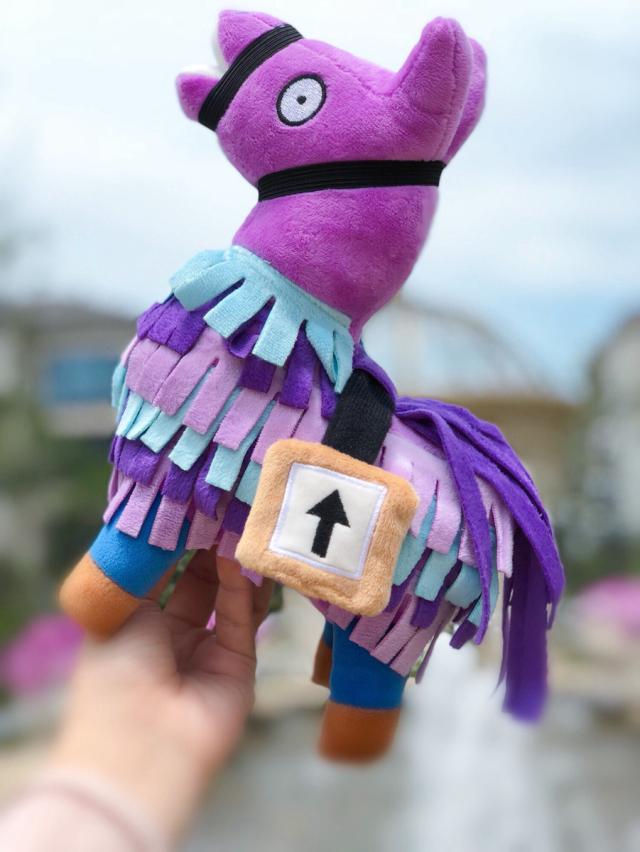 游戲周邊玩偶堡壘之夜情報馬毛絨公仔紫色羊駝寶箱草泥馬彩虹馬