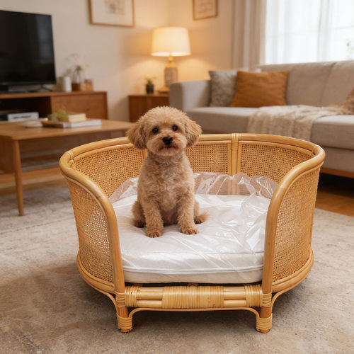 藤编猫狗窝四季通用网红狗床