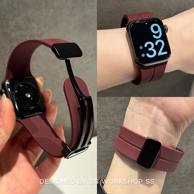 卡素新款磁吸硅胶iwatch表带夏7小众8适用苹果applewatch女高级感 智能设备 智能手表手环表带/腕带 原图主图