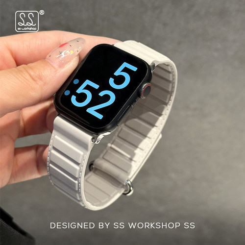 新款拼色硅胶磁吸适用iwatch表带