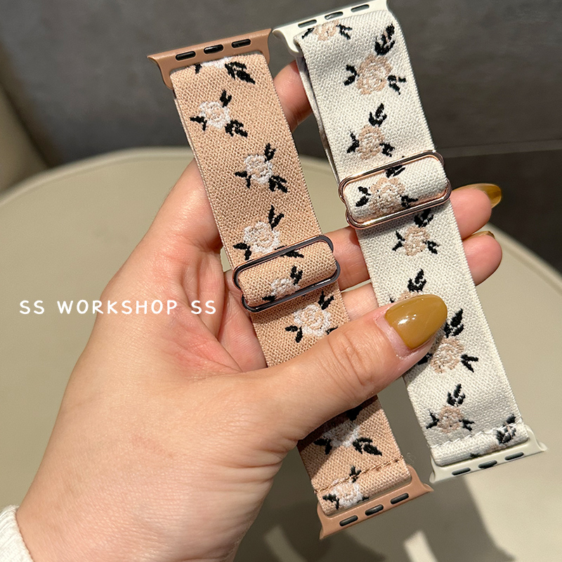 卡素ins新款编织花iwatch表带夏天8适用苹果applewatch女7高级感8