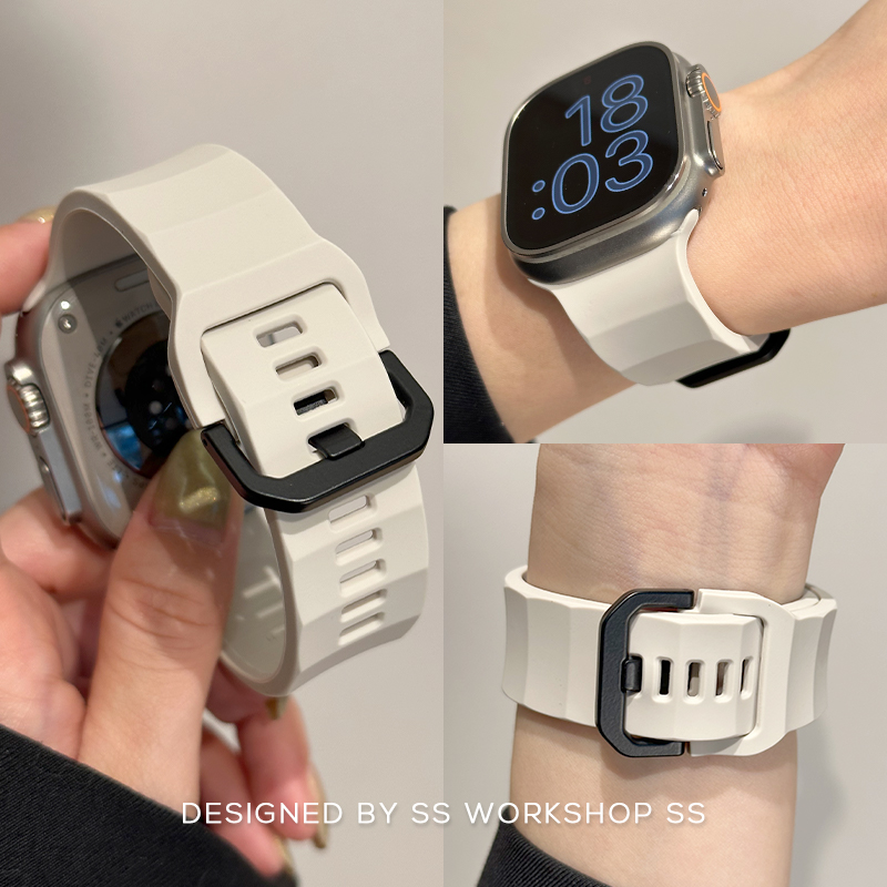 卡素新款波浪硅胶iwatch表带8夏7适用苹果applewatch高级感运动潮