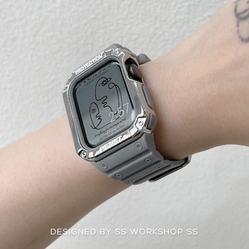 s11适用iwatch月光灰+银框手表带