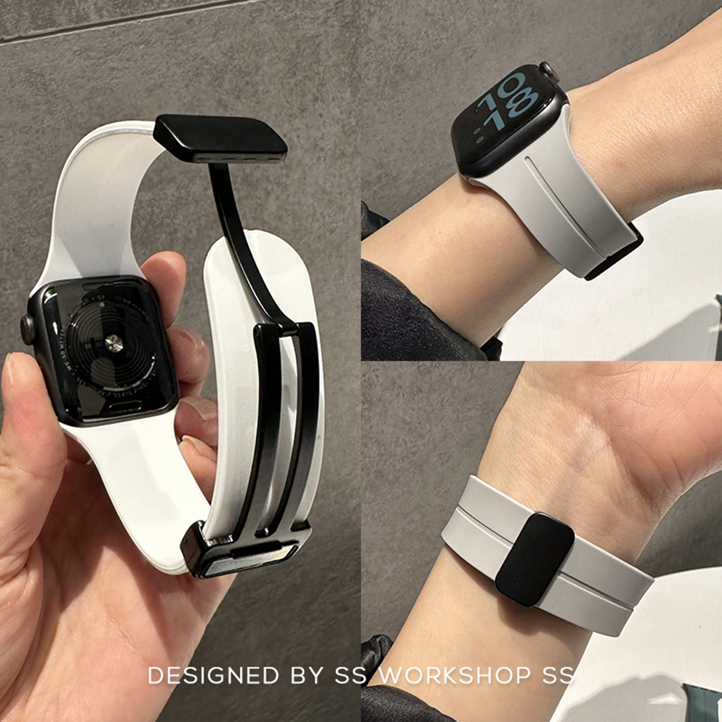 适用苹果手表磁吸硅胶表带小众图片