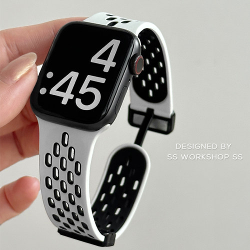 卡素双色硅胶磁吸适用iwatch表带