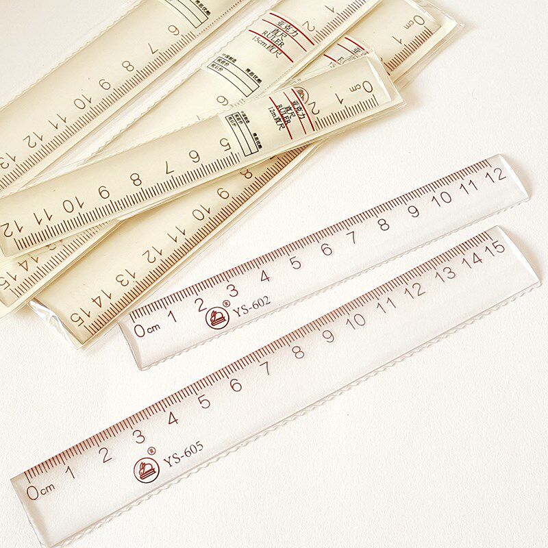 雅思创意文具简约高透明亚克力15cm折叠直尺学生12-18cm刻度尺子