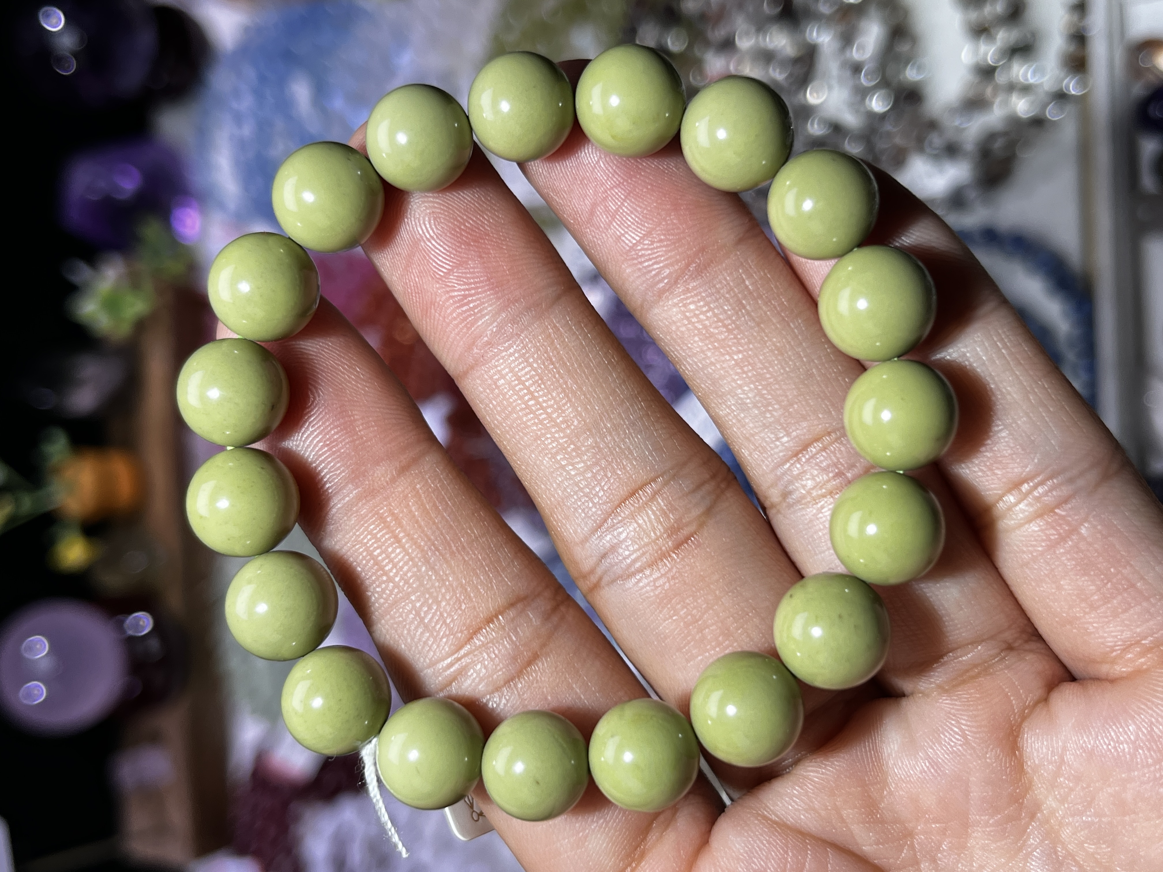 NO.5291天然抹茶绿阿拉善玛瑙手链10mm29.4g