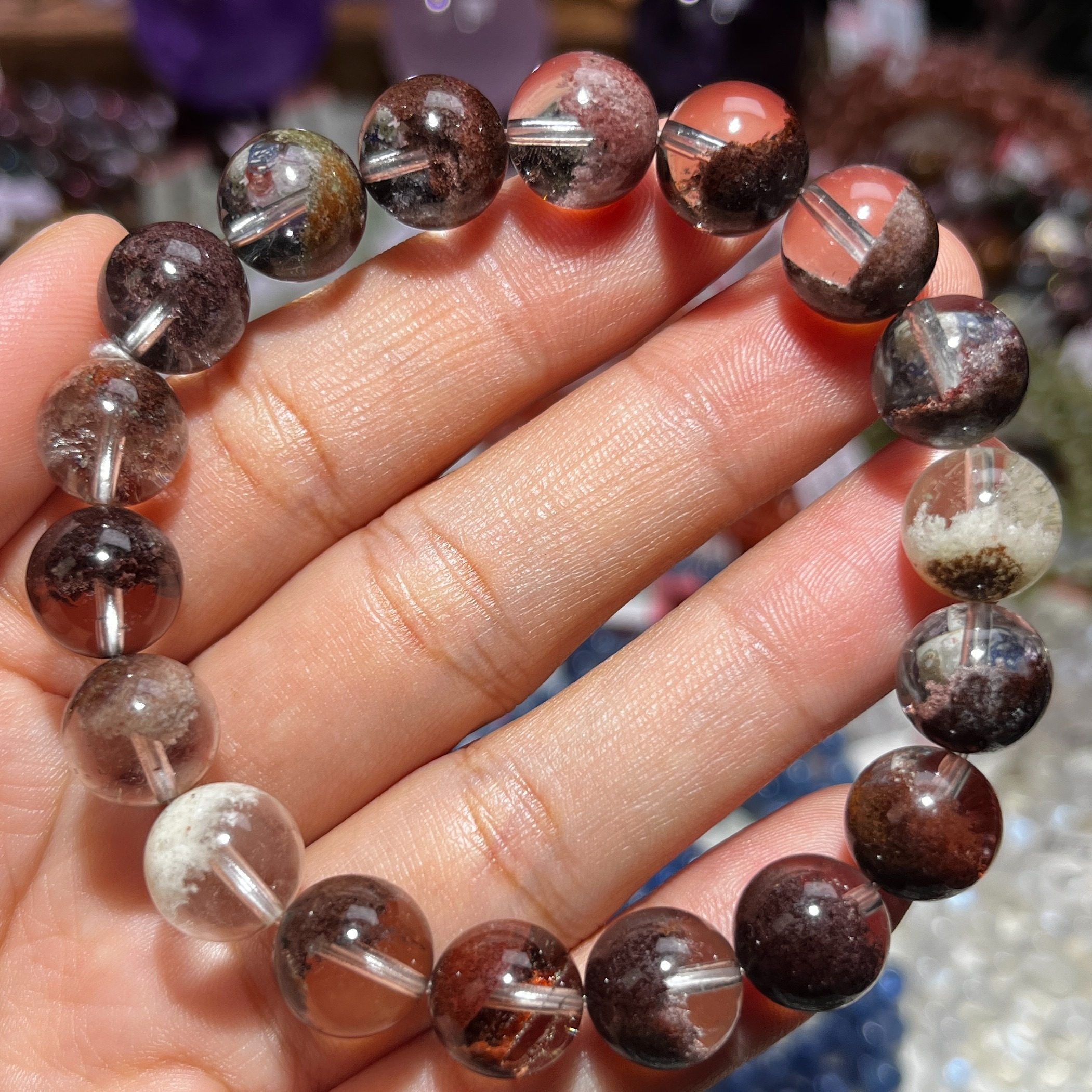 NO.3166天然四季幽灵手链11mm34.1g