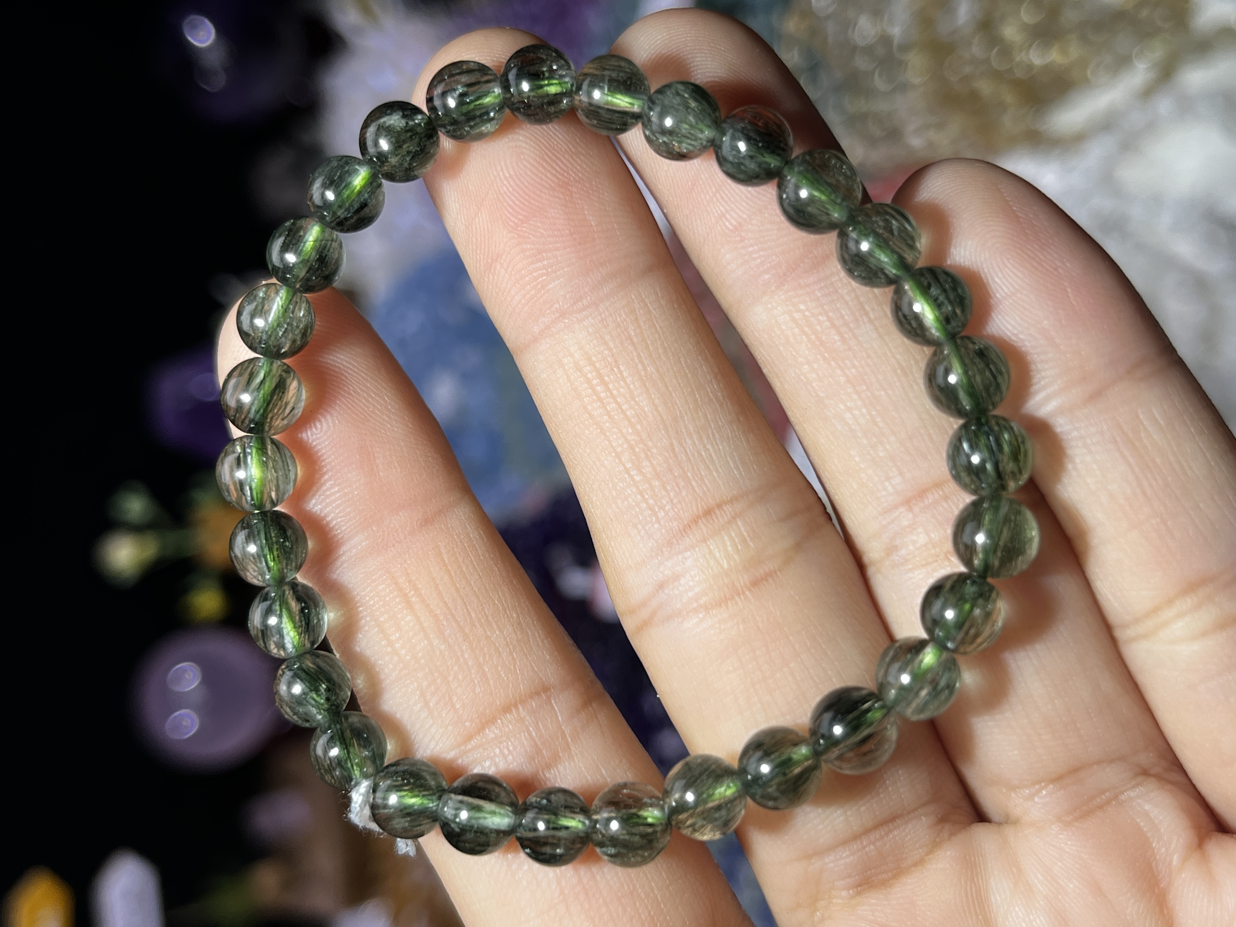 NO.5627天然绿发晶手链6mm9.4g