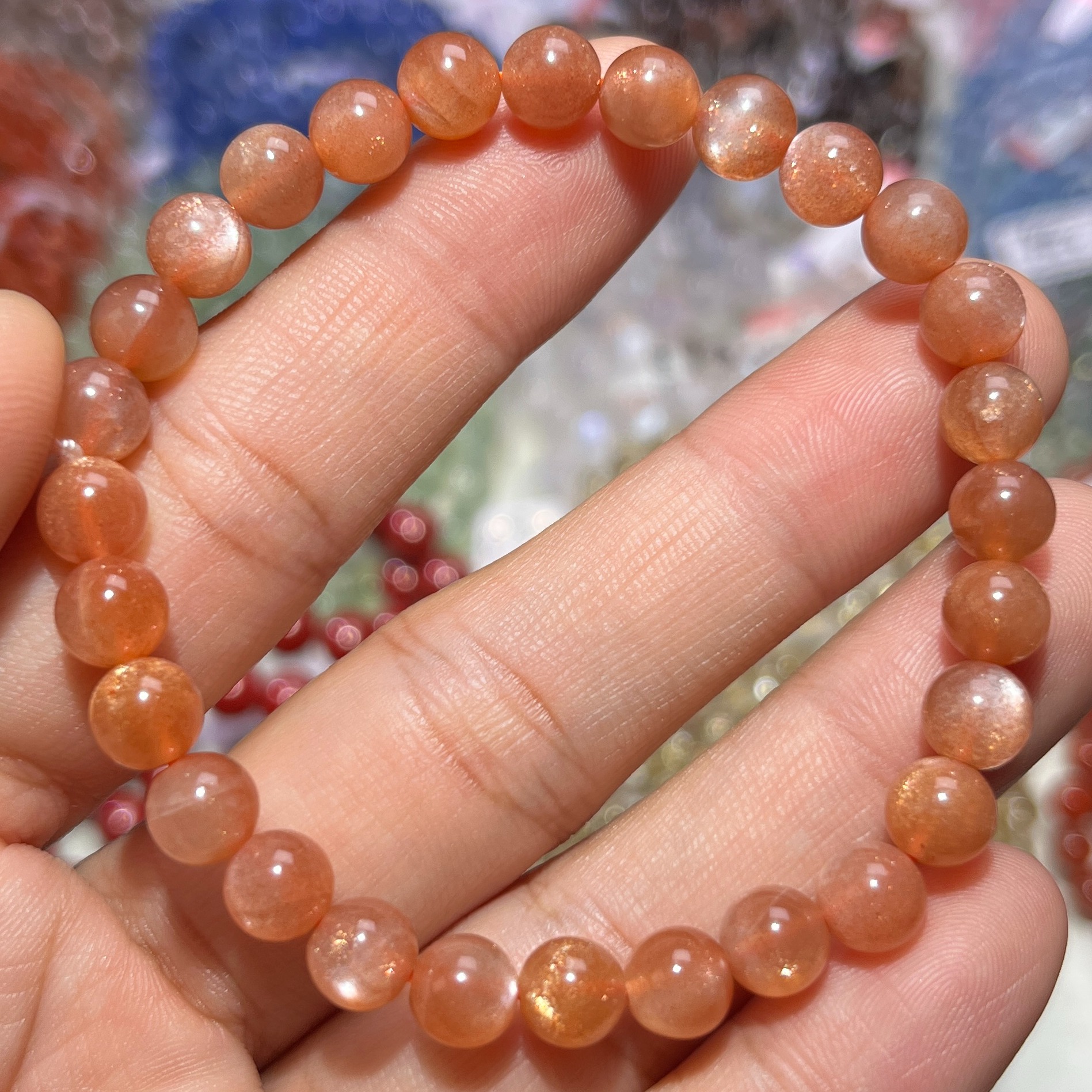 NO.3868天然金沙橙月光手链6.7mm12.1g