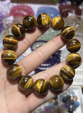 NO.5228天然黄虎眼石手链16mm83.8g