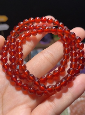 NO.2965天然橙石榴石三圈手链6.2mm42.6g