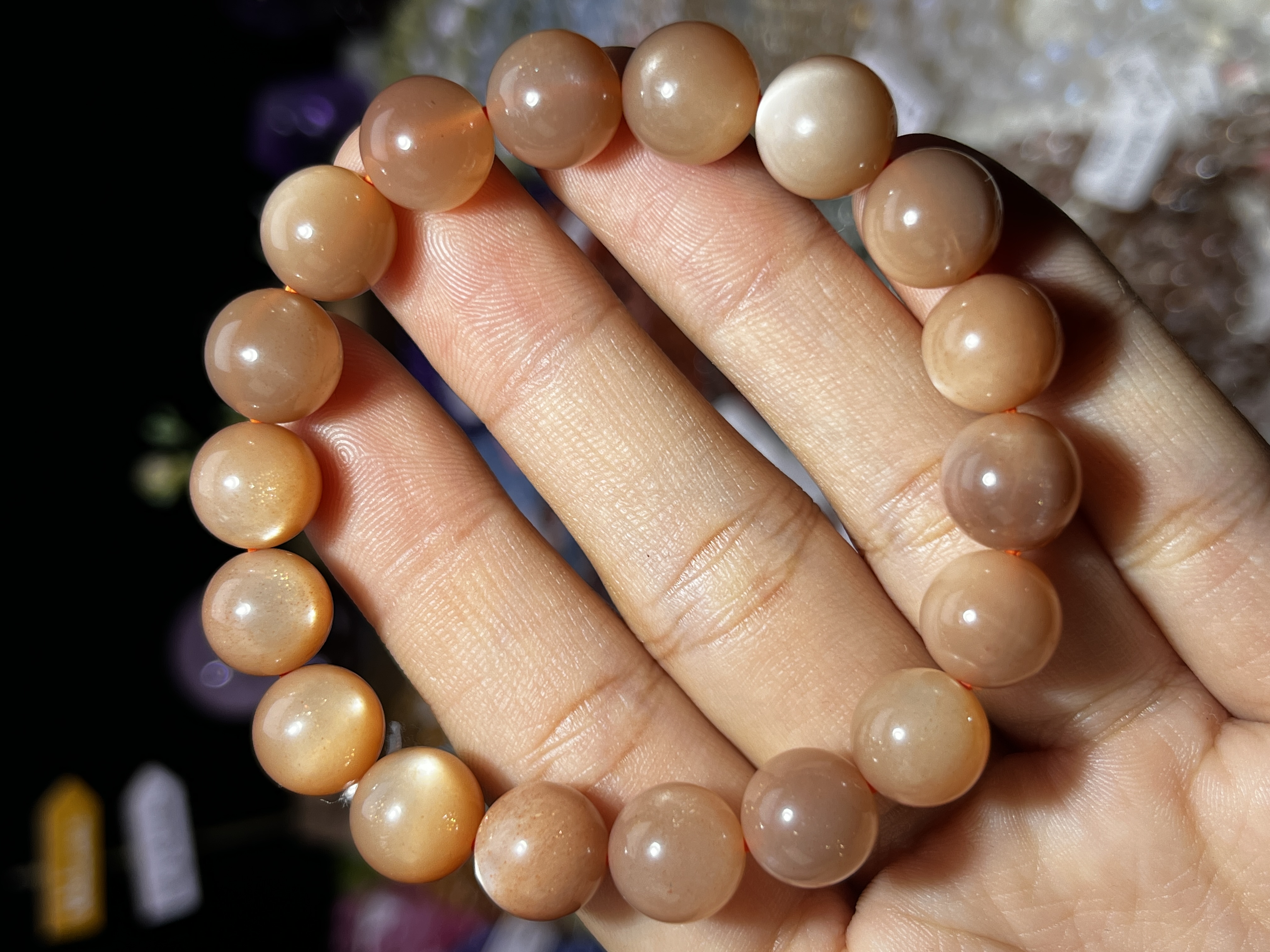 NO.5393天然橙月光石手链10.5mm29.5g