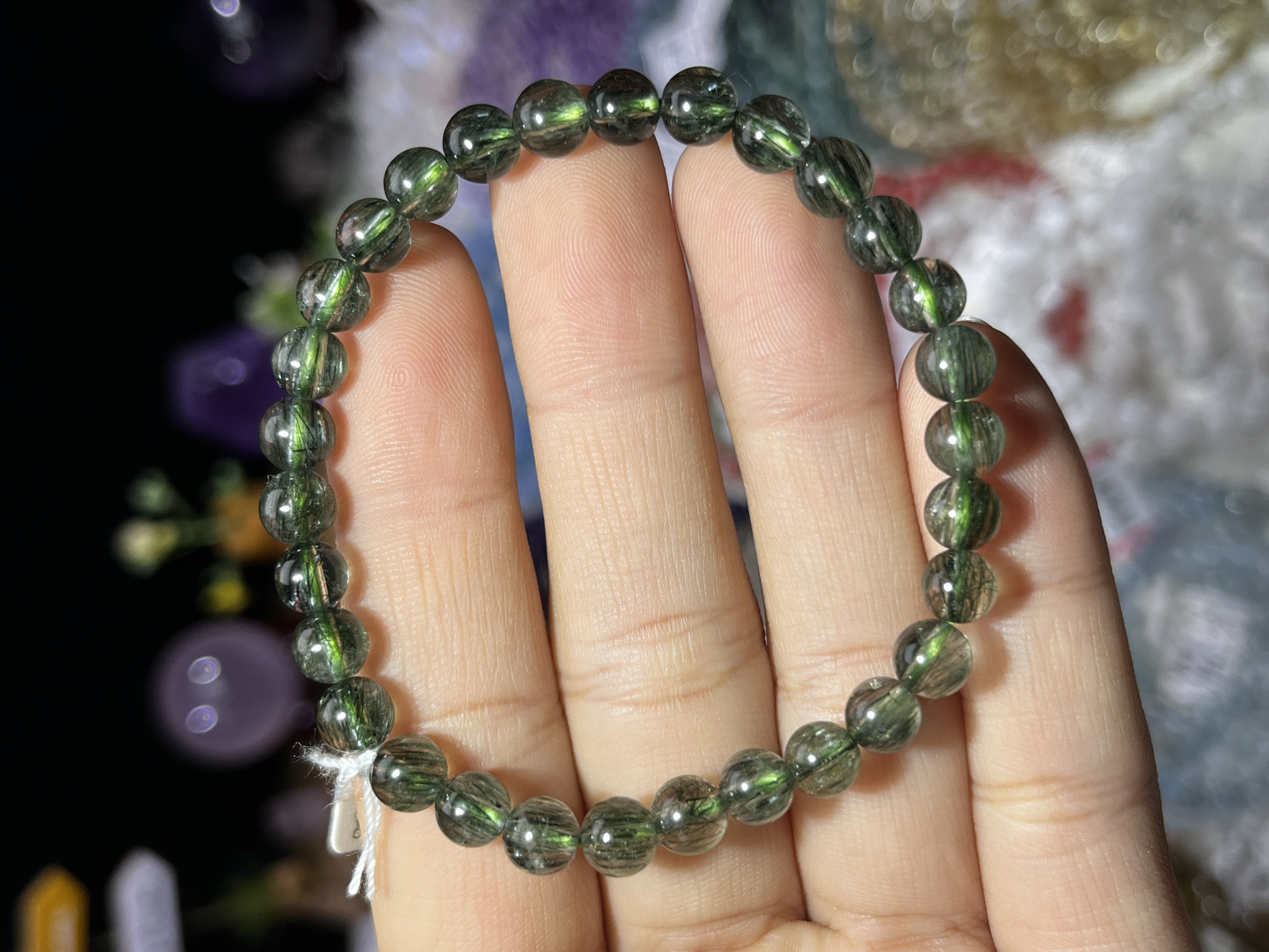 NO.5630天然绿发晶手链6mm9.5g