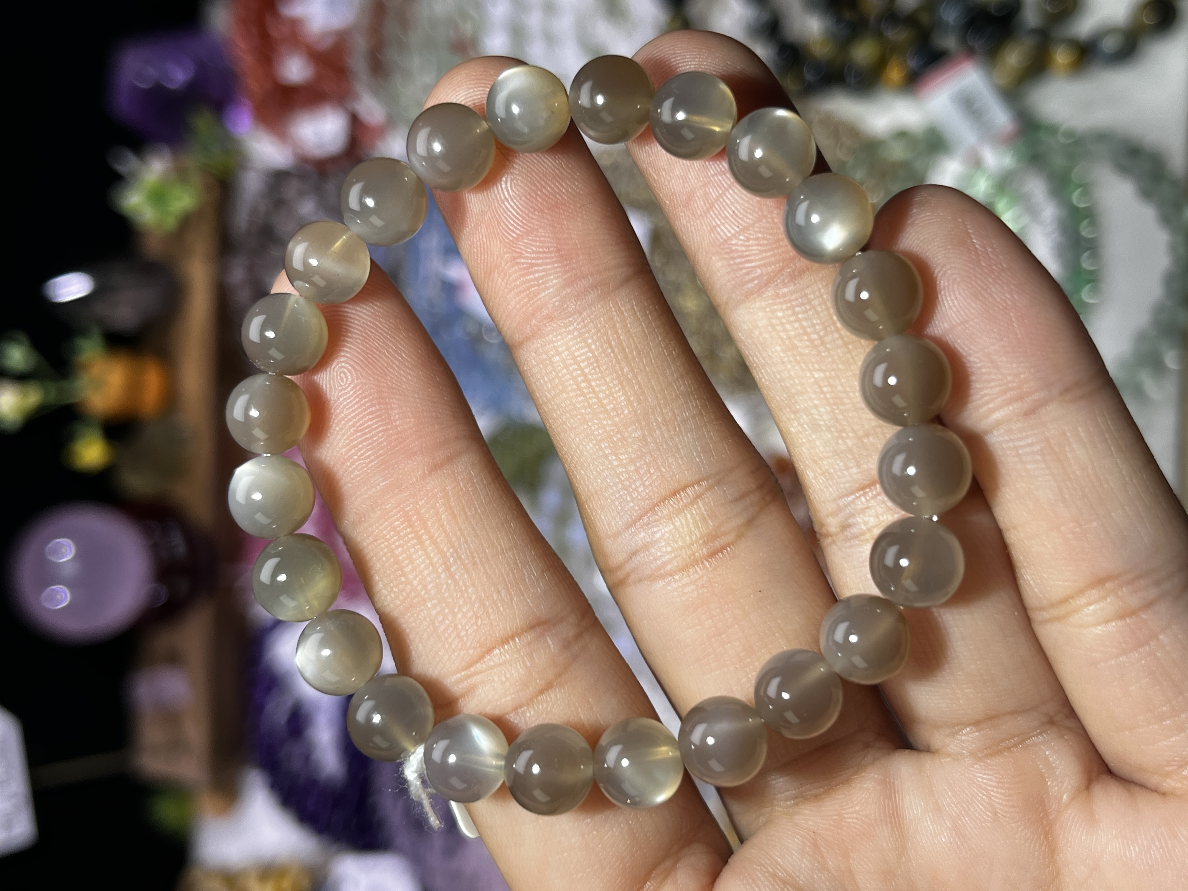 NO.5360天然奶茶月光手链7.5mm14.8g