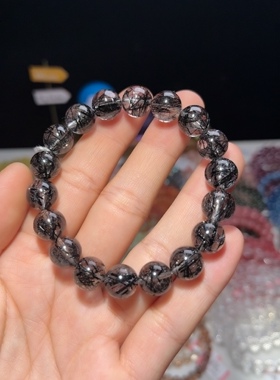 NO.2711天然黑发晶手链10.5mm31.3g