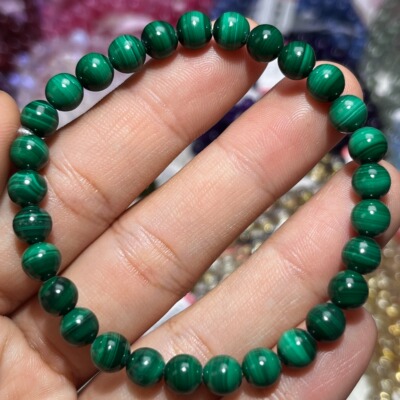 NO.3930天然孔雀石手链6.4mm15.8g
