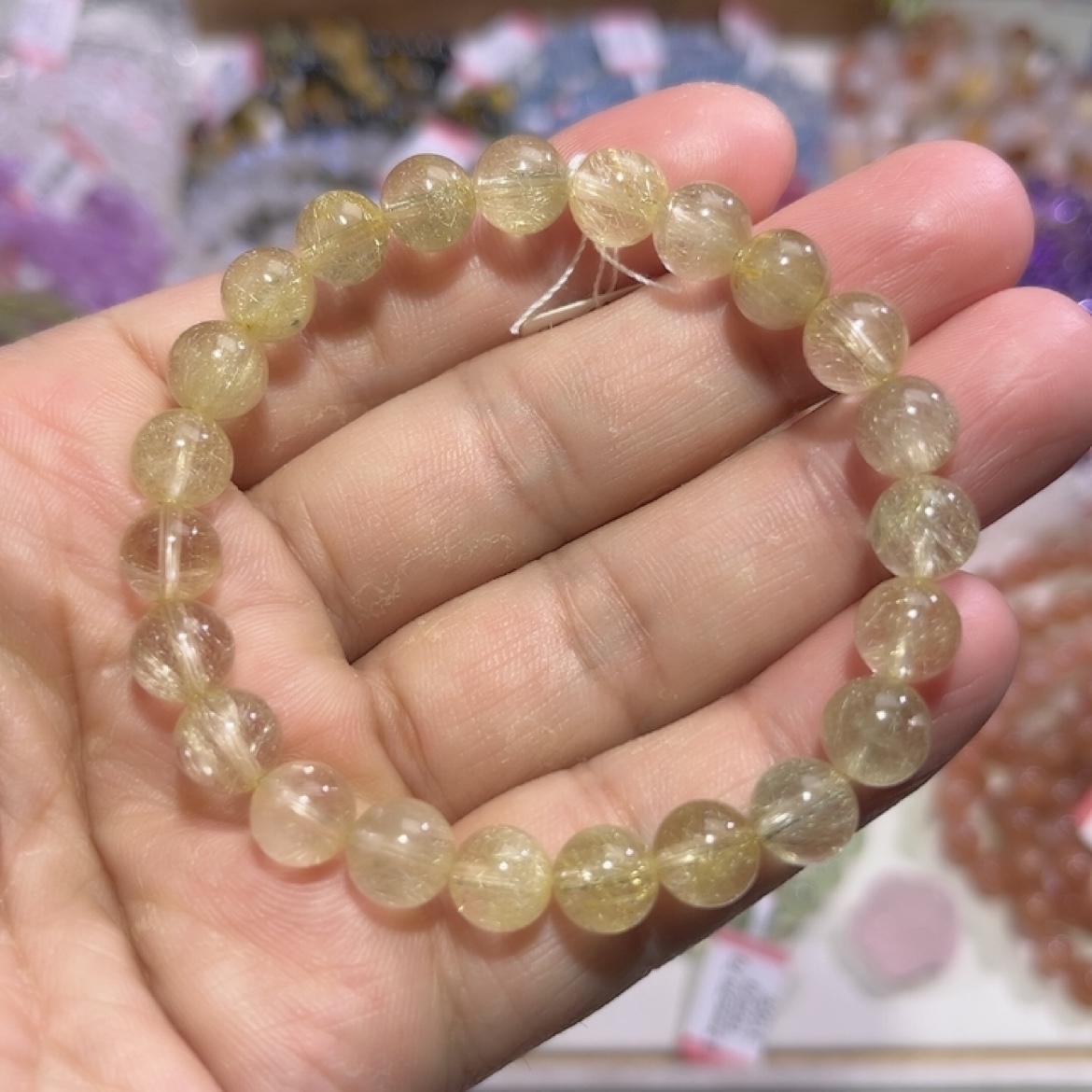 NO.2933天然金发晶手链8mm17.3g