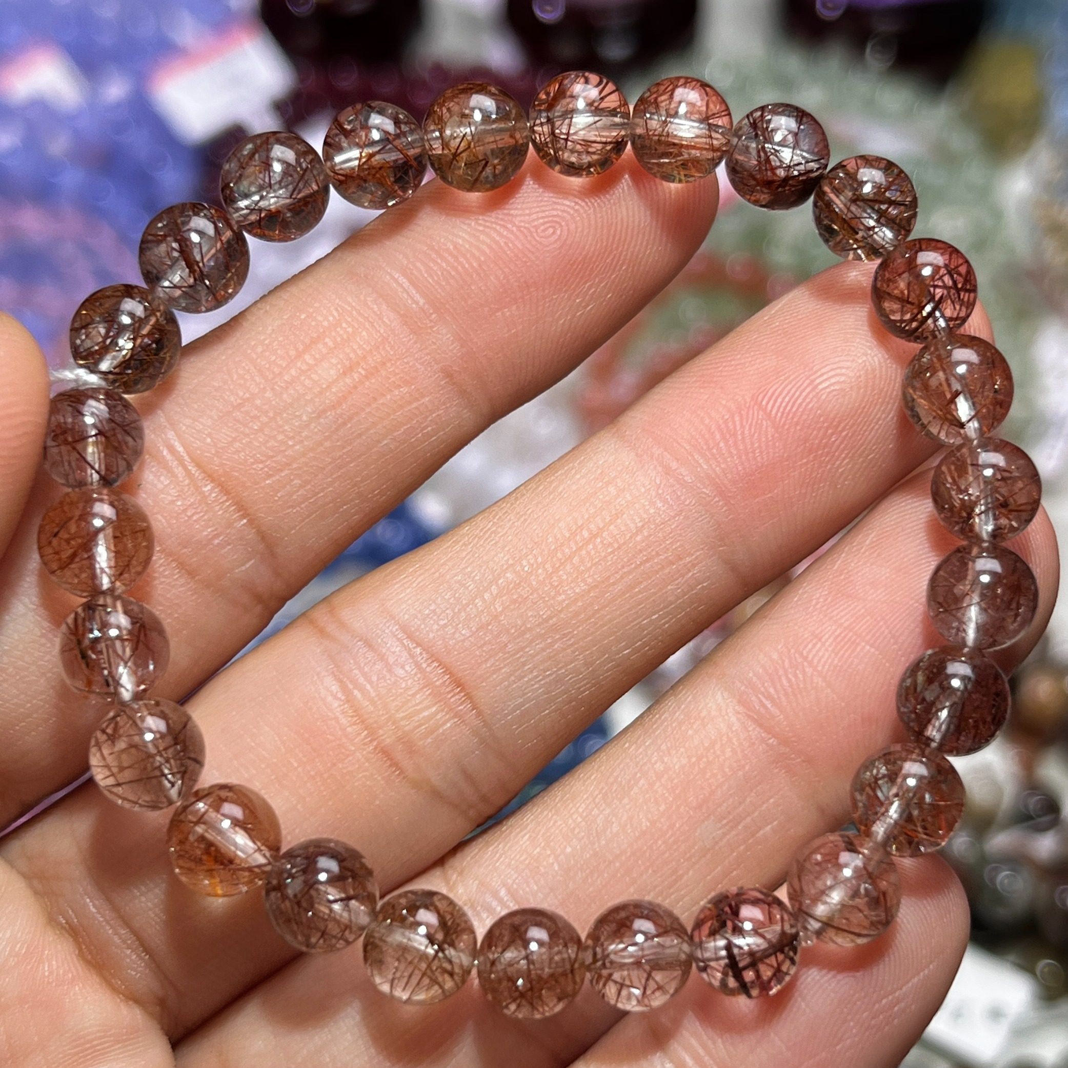 NO.5016天然红发晶手链7mm12.9g