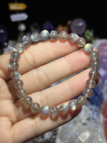 NO.8115天然灰月光石手链7.2mm14.1g