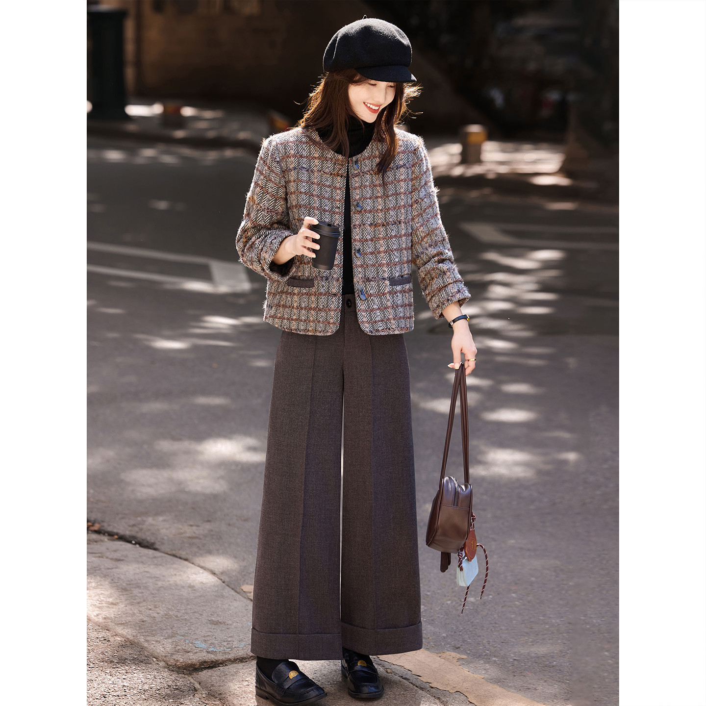 毛呢大衣外套阔腿裤套装女年冬季新款女两件套,女装/女士精品,时尚套装,淘宝优惠券,粉丝福利购,淘宝优惠卷