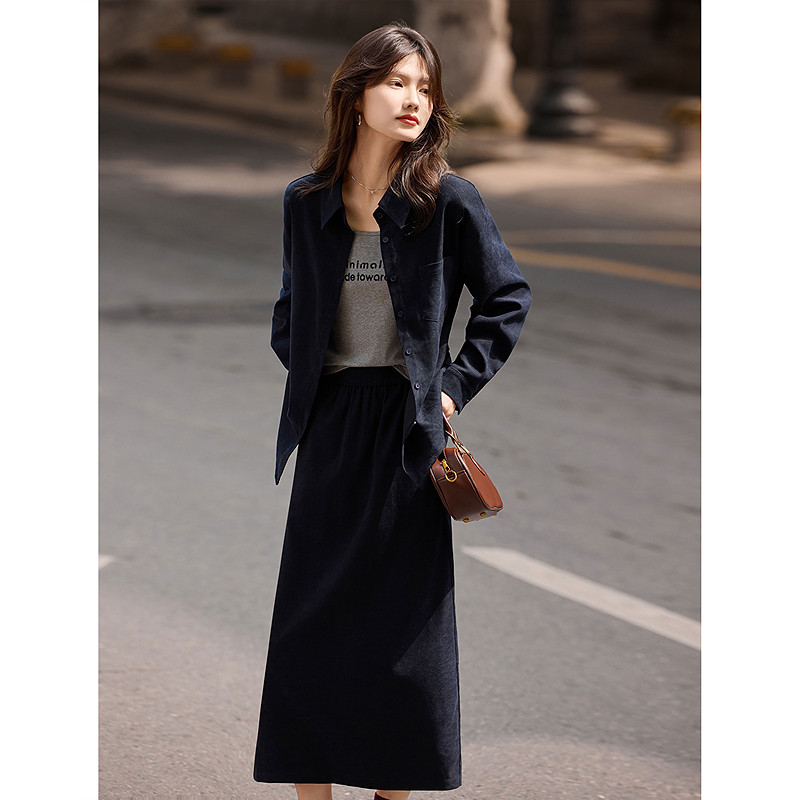 苏醒的乐园休闲气质衬衫外套半裙套装2026春季新款女装三件套