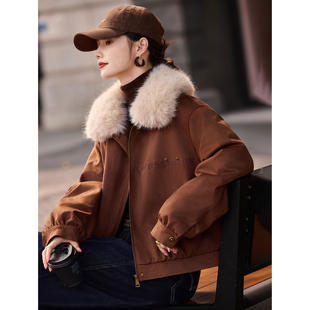 新款 毛领羽绒服2025年冬季 90绒厚外套上衣女 乐园短款 苏醒