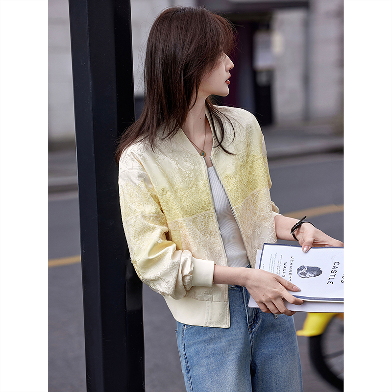 苏醒家蕾丝亮片显瘦甜酷棒球服拉链休闲外套SXWT25099