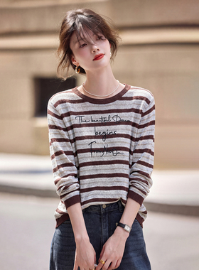 2026年春季新款字母条纹套头针织衫SXZZS26022