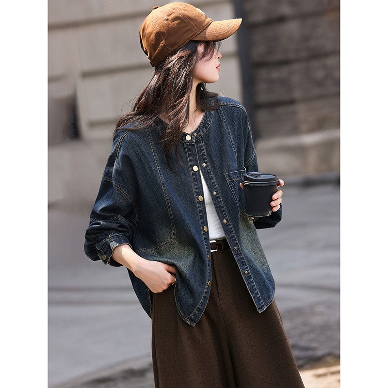 气质牛仔衬衫2025年秋季新款夹克外套上衣女装SXWT25269