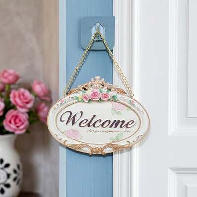 田园风欢迎光临树脂玫瑰门牌