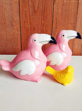 火烈鸟存钱罐可爱风少女工艺摆件