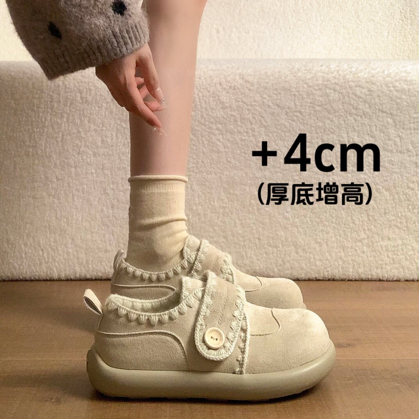 复古厚底全包勃肯鞋女款乐福单鞋