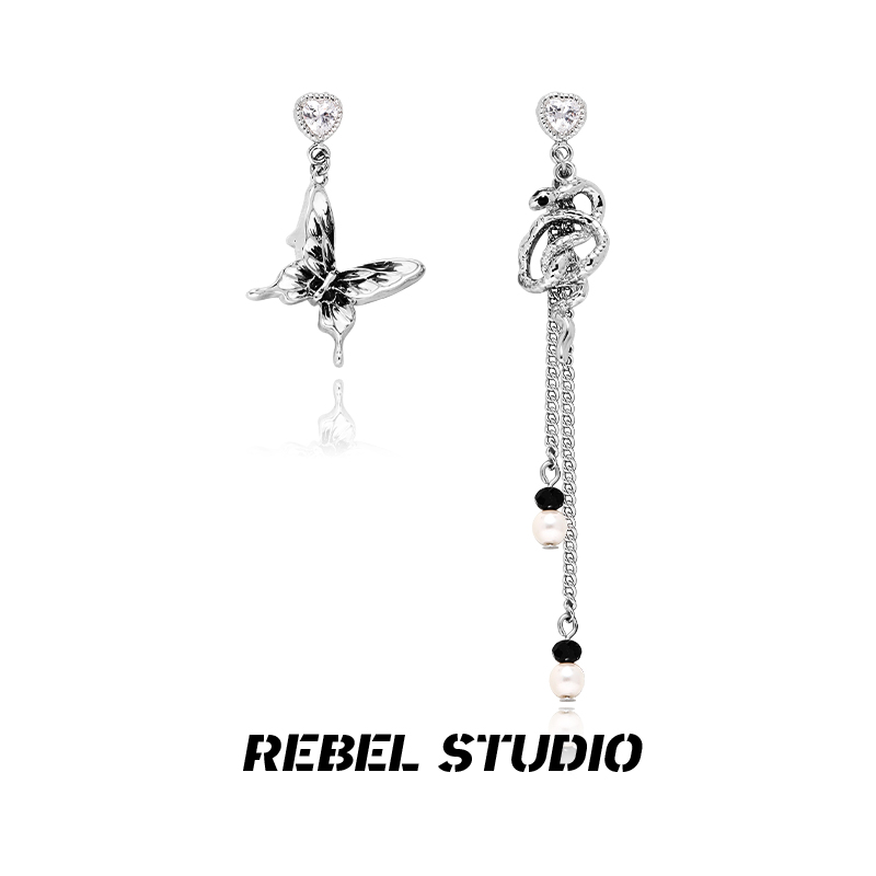 rebelstudio灵蛇滴油蝴蝶耳环