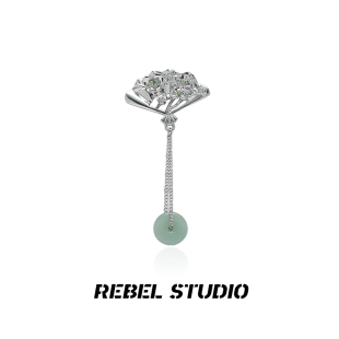 studio原创新中式 rebel 折扇胸针女扣针精致小众固定衣服点缀饰品