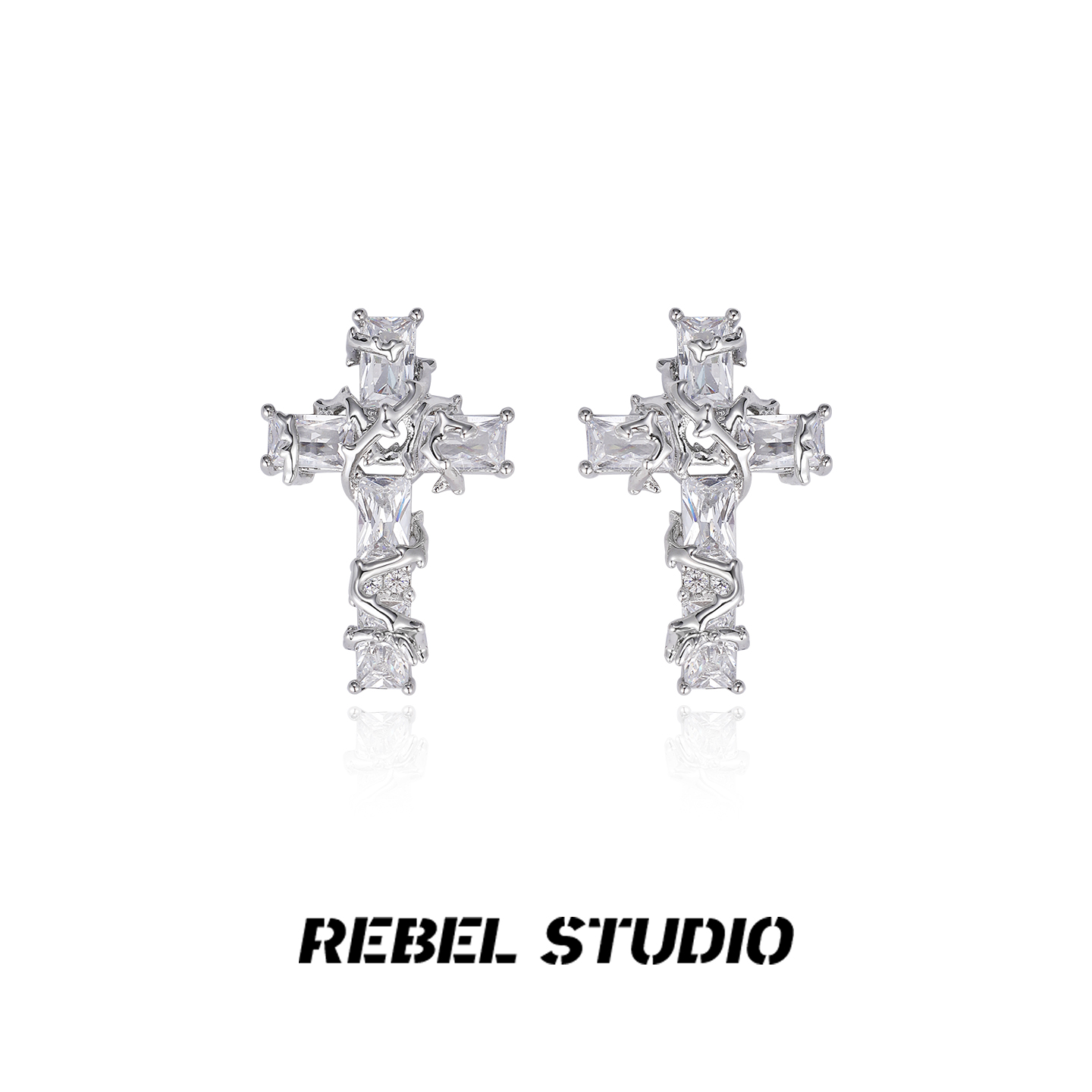 rebelstudio荆棘十字架耳钉女