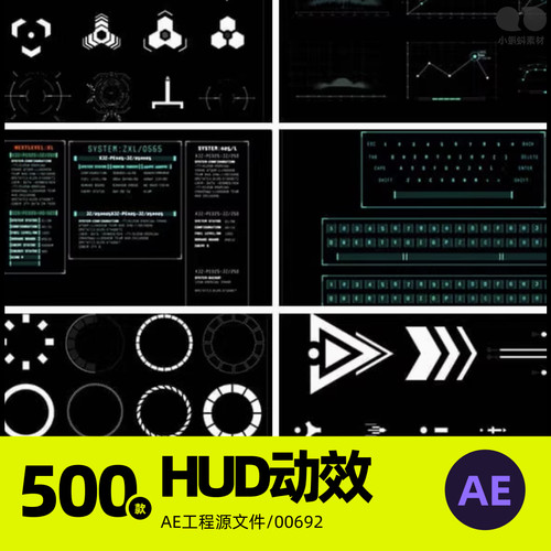 动画动效动态视频科技风HUD边框元素效果特效AE源文件模板素材