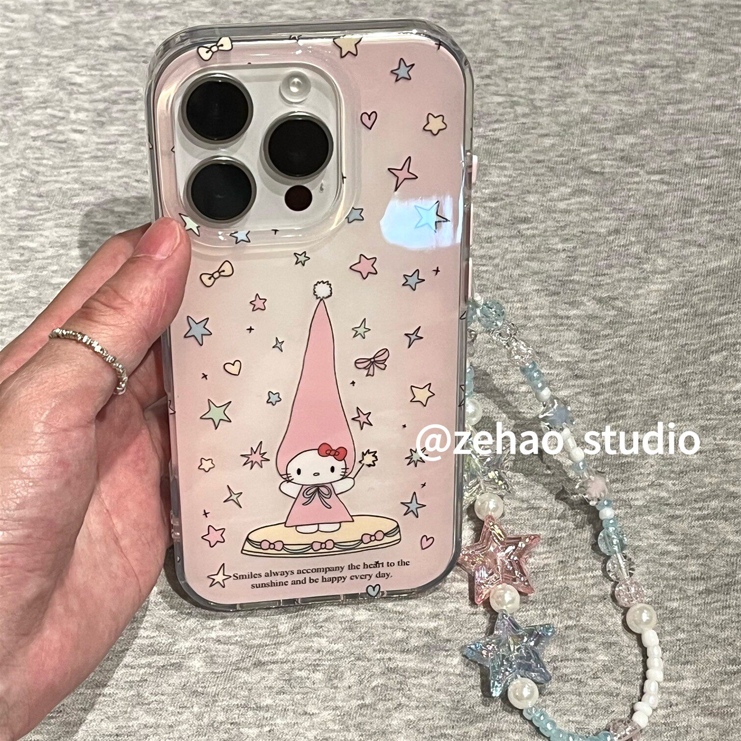 ins可爱星星长帽子kt双层印花韩系16pro适用iphone17promax苹果17pro手机壳苹果15软16Promax保护套1女