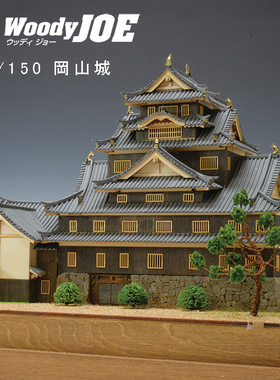 DIY日本手工拼装woodyjoe1/150冈山城木制古建筑模型玩具