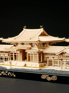 日本木制手工拼装woodyjoe1/75平等院凤凰堂立体益智模型礼物玩具