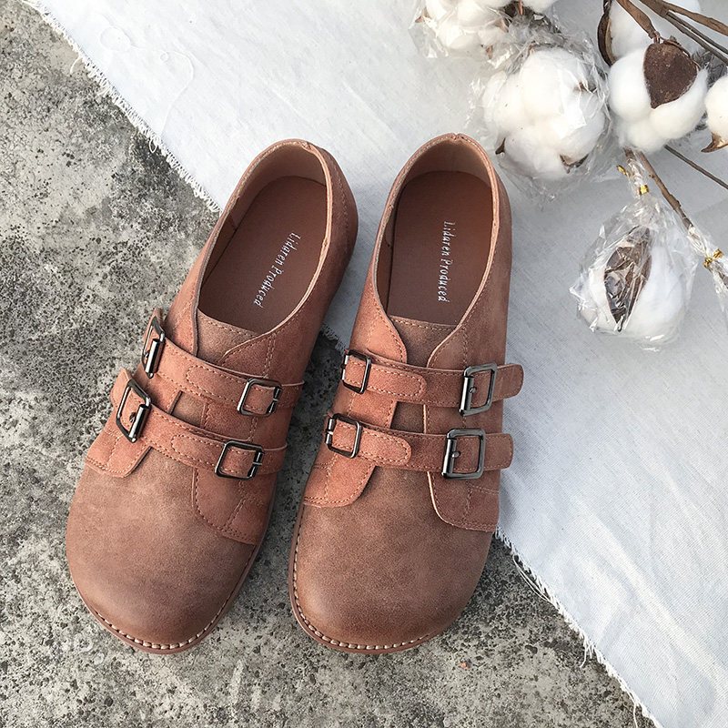 李大仁 软妹娃娃头女鞋ins小皮鞋复古日系学院风圆头平底单鞋学生|msdalam kategori Kasut wanita, kasut rendah - dari Buy2taobao.com untuk memberikan perkhidmatan ejen Taobao profesional membeli