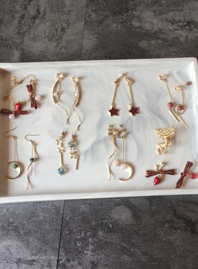 北欧风大理石纹长方形珠宝置物盘